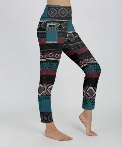 Lily | Teal & Black Geometric Pocket Leggings - Plus