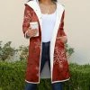 Lily | Red & White Snowflake Pocket Hooded Fleece Coat - Women