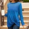 Lily | Blue & White Geometric Crewneck Tunic - Women
