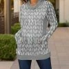 Lily | Gray & White Paintbrush Pocket Cowl Neck Top - Women