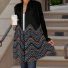 Lily | Black & Blue Waves Longline Open Cardigan - Plus