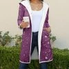 Lily | Purple & White Starry Sky Fleece Hooded Button-Up Jacket - Women