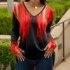 Lily | Black & Red Abstract Long-Sleeve V-Neck Tunic - Women