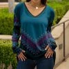 Lily | Teal & Purple Geometric V-Neck Long-Sleeve Tunic - Women