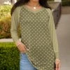 Lily | Light & Dark Olive Green Polka Dot Raglan Tunic - Women