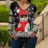 Lily | Black & White Fair Isle Snowman Long-Sleeve V-Neck Tunic - Women & Plus
