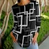 Lily | Black & White Abstract Geometric Three-Quarter Sleeve Tunic - Women