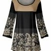 Lily | Black & Beige Paisley Scoop Neck Tunic - Plus