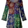 Lily | Purple & Green Paisley Scoop Neck Tunic - Plus