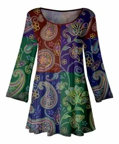 Lily | Purple & Green Paisley Scoop Neck Tunic - Plus