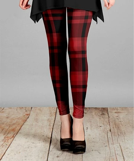 Lily | Black & Red Plaid Leggings - Plus 1 Lily | Black & Red Plaid Leggings - Plus