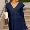 Lily | Navy Cape-Collar Surplice Tunic - Women