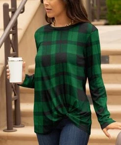 Lily | Green & Black Plaid Twist-Hem Tunic - Women & Plus