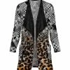 Lily | Black & Brown Leopard Houndstooth Pocket Velvet Open Cardigan - Women