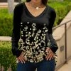 Lily | Black & Gold Abstract V-Neck Long-Sleeve Tunic - Women