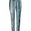 Lily | Teal & White Stripe Velvet Straight-Leg Pants - Plus