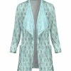 Lily | Turquoise & Yellow Geometric Pocket Velvet Open Cardigan - Plus