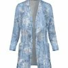 Lily | Blue & White Floral Pocket Velvet Open Cardigan - Women
