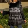 Lily | Black & Gray Geometric Poet-Sleeve Swing Tunic - Plus