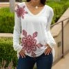 Lily | Red & White Snowflake Long-Sleeve V-Neck Tunic - Women