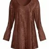 Lily | Rust Velvet V-Neck Tunic - Plus
