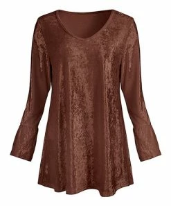 Lily | Rust Velvet V-Neck Tunic - Plus