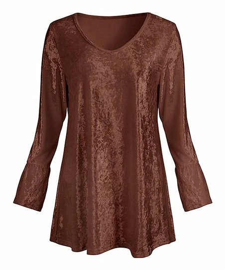 Lily | Rust Velvet V-Neck Tunic - Plus 1 Lily | Rust Velvet V-Neck Tunic - Plus