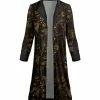Lily | Brown & Gold Vine Velvet Duster - Plus