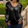 Lily | Black & Red Snowflake Long-Sleeve V-Neck Tunic - Plus