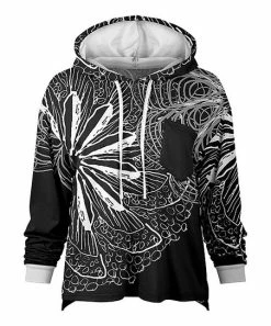 Lily | Black & Gray Floral Pocket Hoodie - Plus