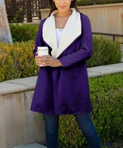 Lily | Purple BlueSherpa-Lined Coat - Plus