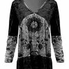 Lily | Black & Gray Floral Velvet V-Neck Long-Sleeve Tunic - Plus