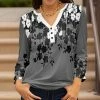 Lily | Black & Gray Floral V-Neck Tunic - Plus