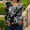 Lily | Black & Gray Floral V-Neck Tunic - Women