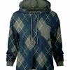 Lily | Teal & Gray Argyle Hoodie - Women