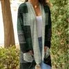 Lily | Green & Black Color Block Open Cardigan - Women & Plus