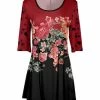 Lily | Pink & Black Color Block Floral Pleated Scoop Neck Tunic - Women