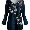 Lily | Navy & Gray Floral Velvet V-Neck Tunic - Plus