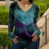 Lily | Purple & Turquoise Abstract V-Neck Tunic - Women
