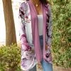 Lily | Mauve Floral Pocket Open Cardigan - Plus