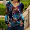 Lily | Purple & Blue Spiral Floral V-Neck Tunic - Women