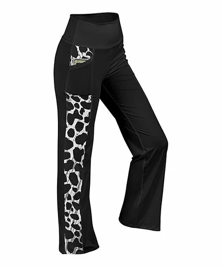 Lily | Black & Gray Abstract Spot Contrast-Panel Yoga Pants - Plus 1 Lily | Black & Gray Abstract Spot Contrast-Panel Yoga Pants - Plus