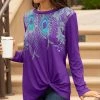 Lily | Purple & Turquoise Peacock-Feather Twist-Hem Tunic - Plus