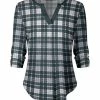 Lily | Gray & Green Plaid Notch Neck Tunic - Women