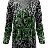 Lily | Gray & Green Heart Velvet V-Neck Tunic - Women