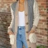 Lily | Cream & Gray Cable Knit Pocket Button-Up Cardigan - Women & Plus