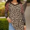 Lily | Brown Leopard Long-Sleeve V-Neck Tunic - Women