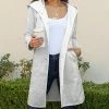 Lily | Gray & White Abstract Hooded Sherpa Coat - Women
