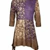 Lily | Mocha & Purple Floral Patchwork Sidetail Tunic - Plus