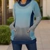 Lily | Gray & Blue Ombré Pocket Cowl Neck Tunic - Women